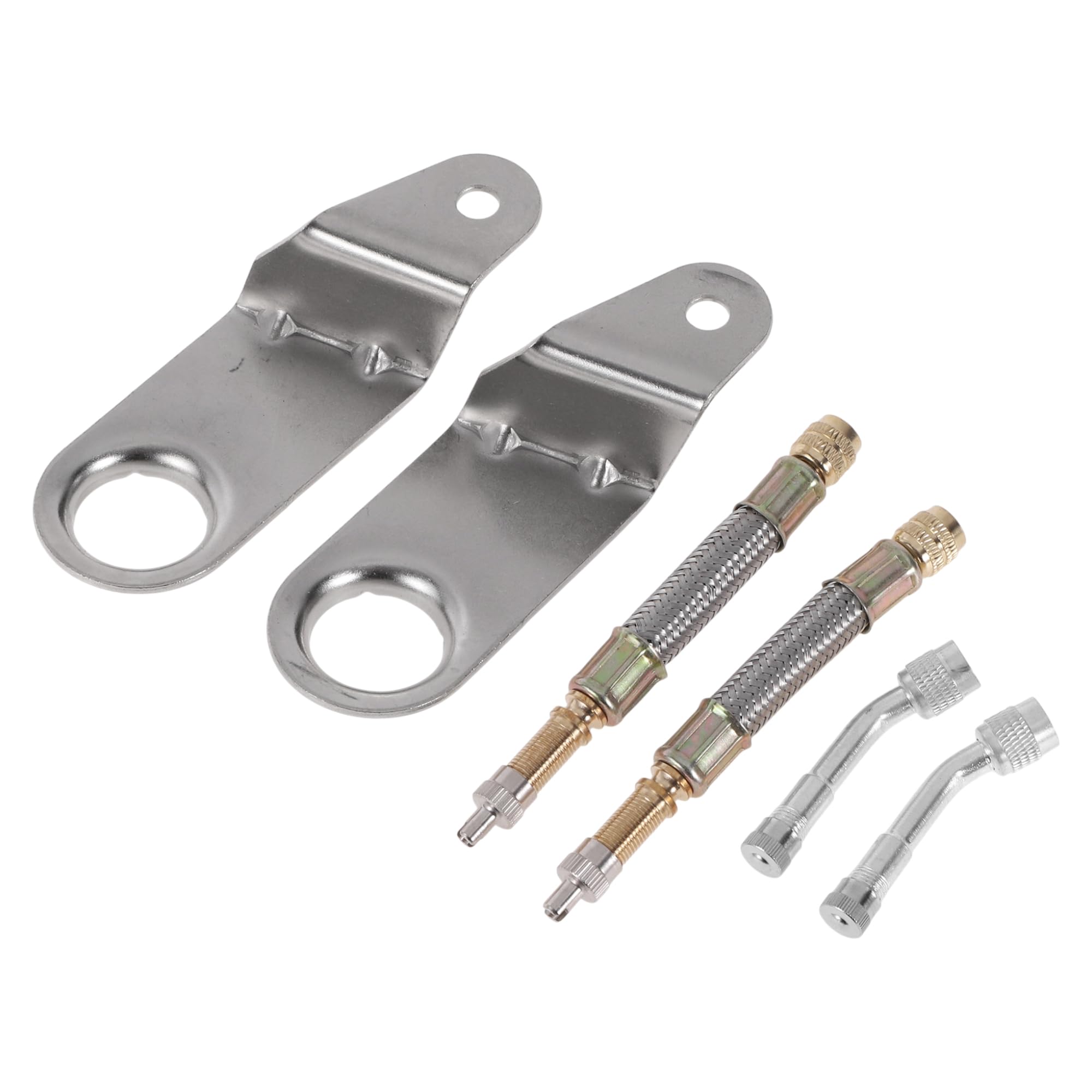 Motoforti 1 Set 135 Degree Copper Tire Valve Extension with Universal Stainless Steel 100mm Tyre Valve Inflation Adapter for Car Motorcycle RV Truck Bike