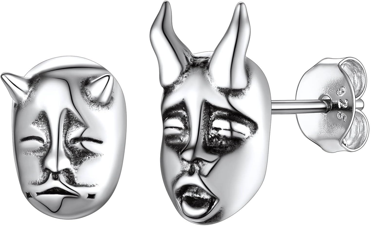 skull earrings for men, Sterling Silver Earrings Cool Earing Stud Halloween Collection