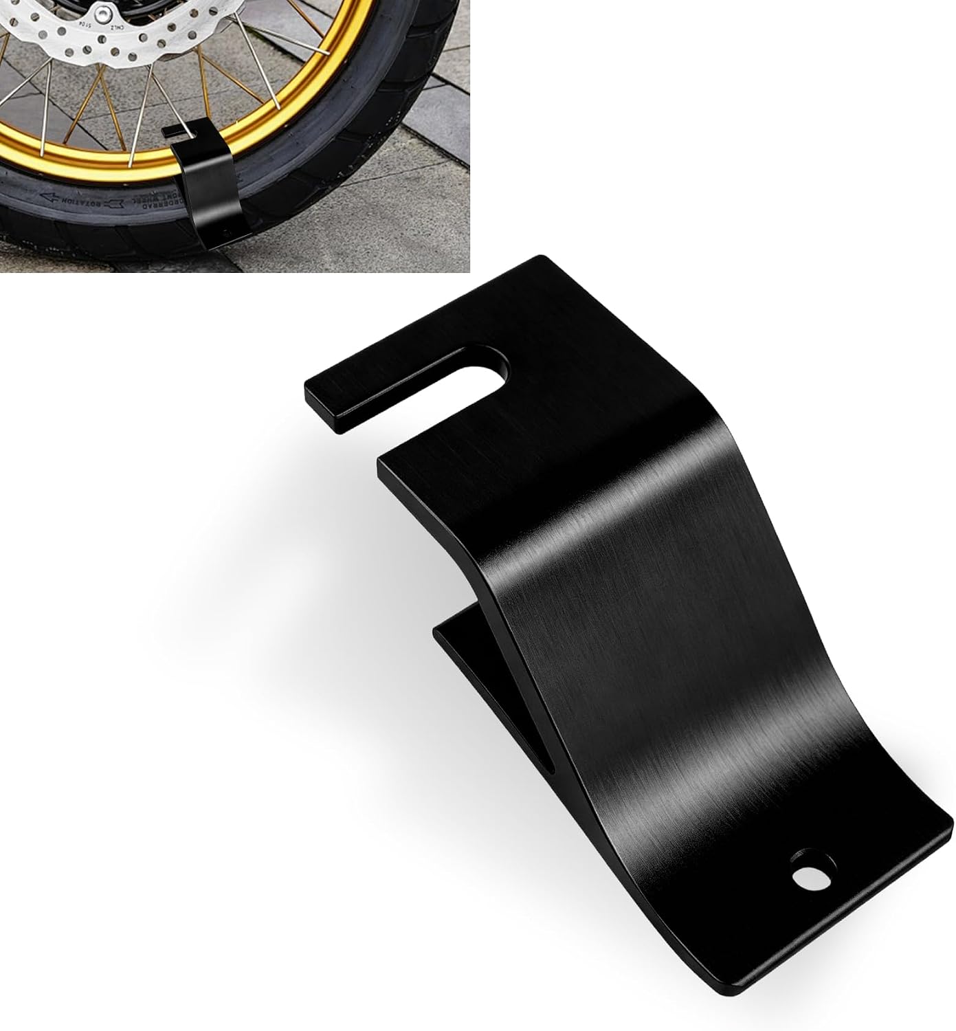 Motorcycle Tire Changing Bead Holder, Aluminum Alloy Tire Installation Assistance Tool, Black Tire Changing Tool, Universal Portable Tire Bead Hook for Most Motorcycles and Dirt Bikes