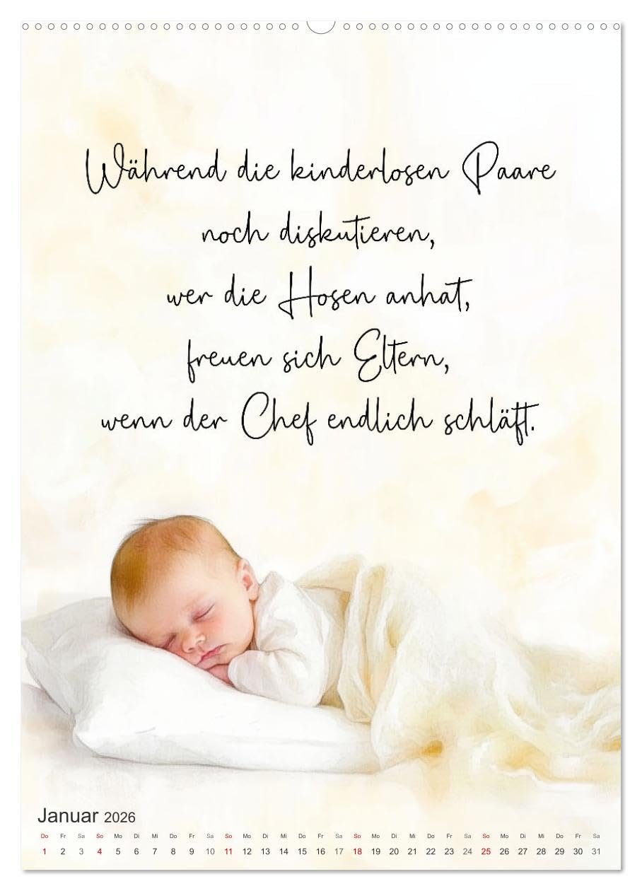 Elternsprüche (Wandkalender 2026 DIN A2 hoch), CALVENDO Monatskalender: Humor rund um Eltern, Kinder und Familie (CALVENDO Spass)