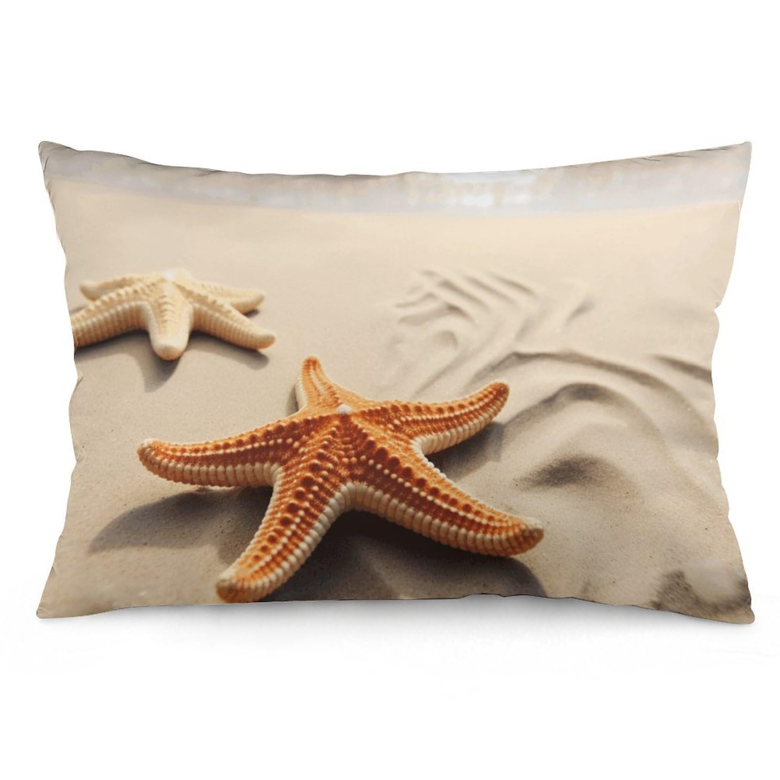 2 Pack Pillow Cases for Hair and Skin, Soft Breathable Pillow Case Covers with Hidden Zipper, Starfish on The Sand Beach Landscape Pillowcase 20"x30" Pillow Covers for Sleeping Gift