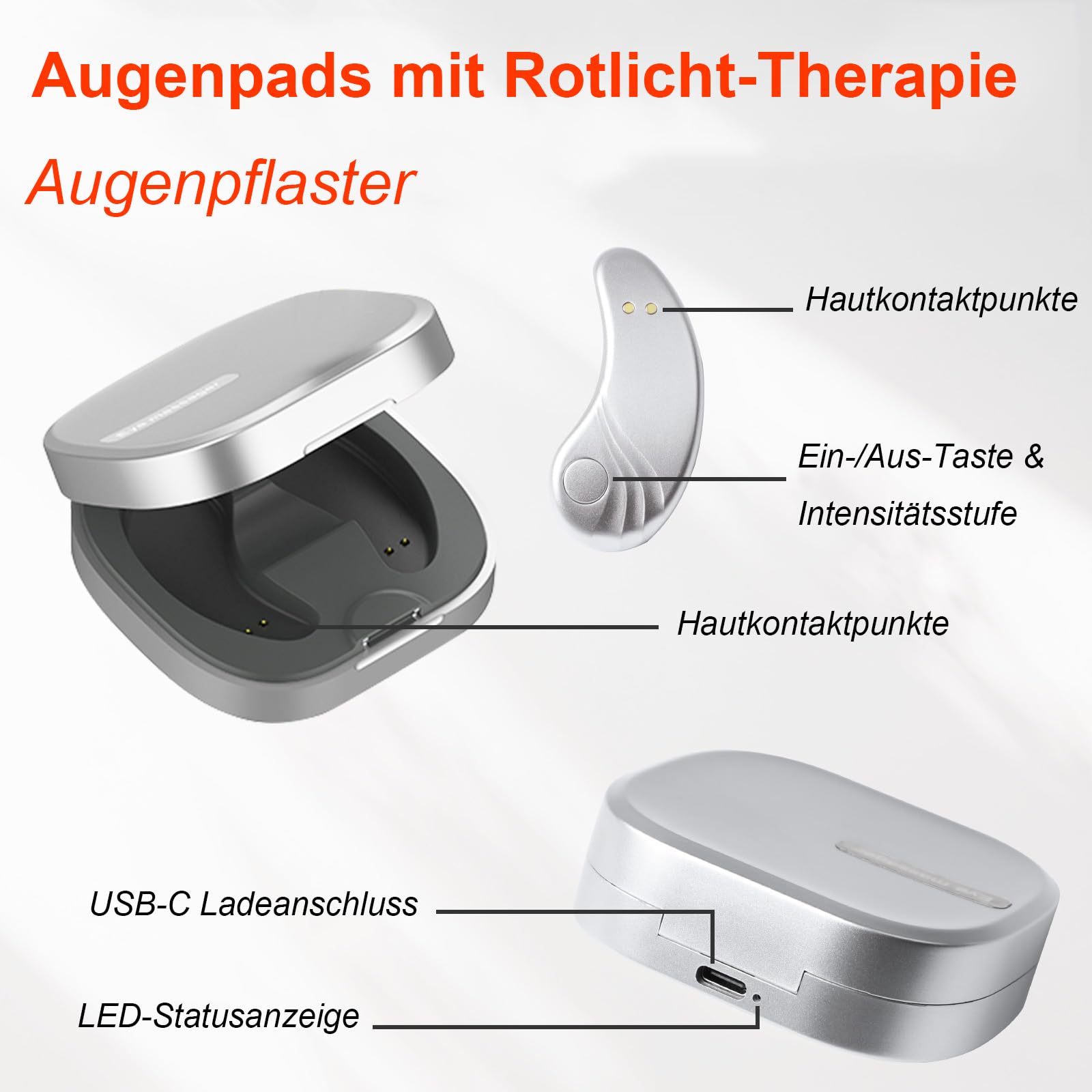 Glowpads Pro Wiederverwendbare Augenpads Augenpflege Gerät mit Rotlicht und Mikrostrom reduziert Schwellungen Augenringe feine Linien Premium Beauty Technologie für strahlende Augen