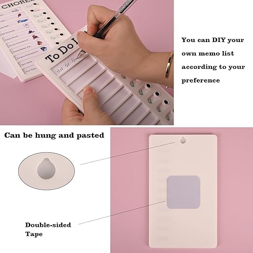 Miniatura 4 de Paquete de 2 tablas de tareas para niños, tabla de tareas deslizantes reutilizables  Mis tareas y listas de tareas pendientes equipada con 10