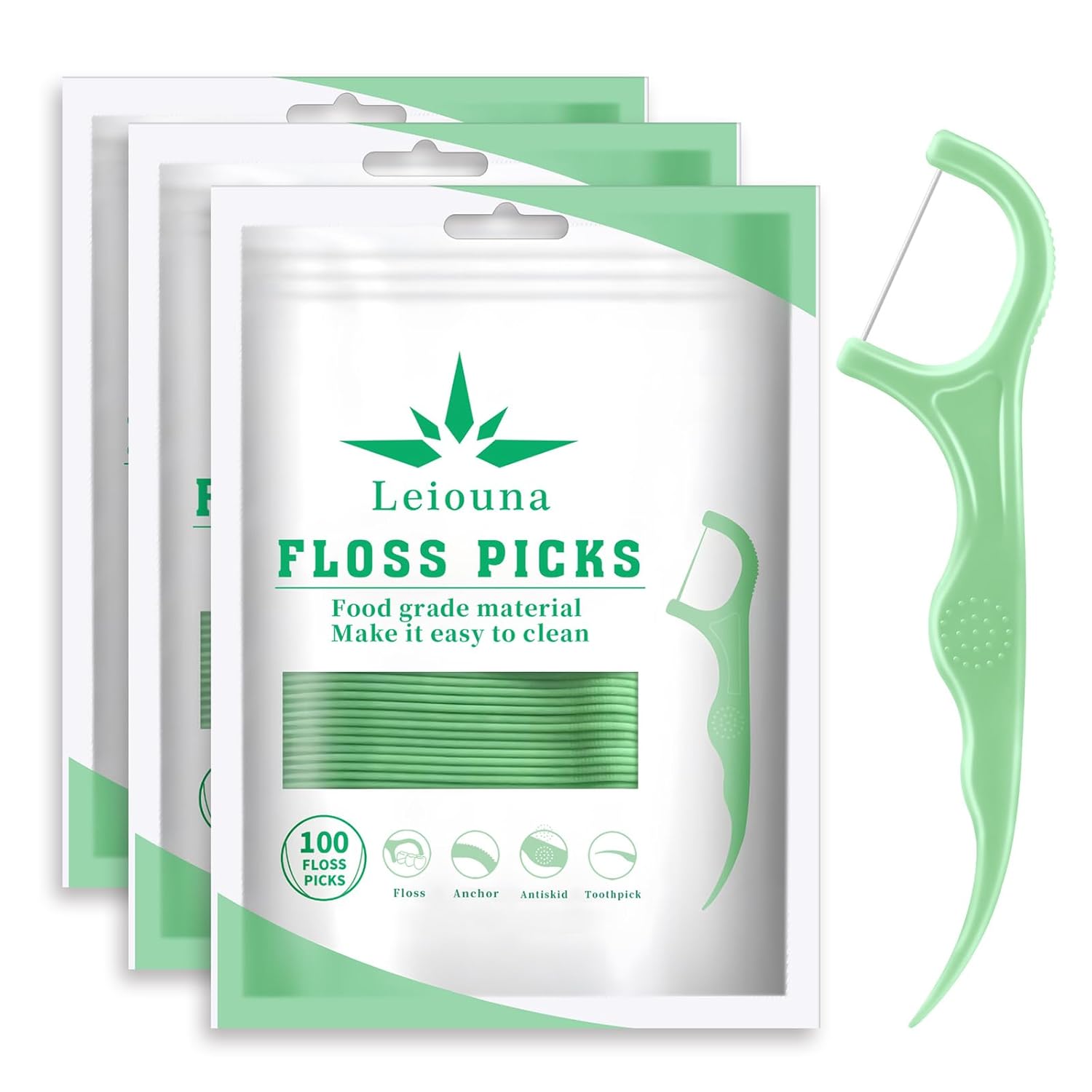 Dental Floss Picks 300 Count Tooth Picks Thread Flossers Easy Grip Handle for Adults Kids Teeth Cleaning Unflavored