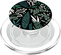 Vista 8 de Follaje de helecho botánico verde y bayas blancas con estampado floral PopSockets intercambiables PopGrip