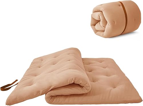 ZonLi Colchón de futón japonés tamaño individual de 39 x 80 pulgadas, 100% algodón, tapete plegable de tatami, tapete portátil para dormir, tumbona