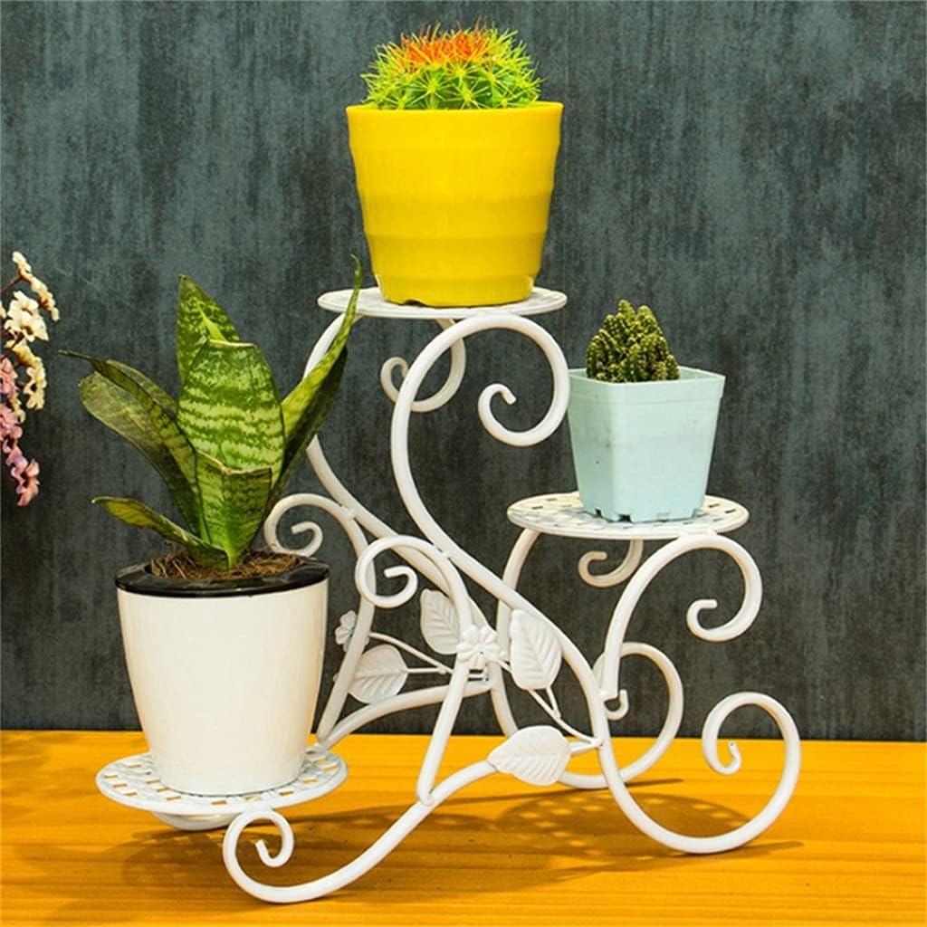 Flower Stand Iron Flower Shelf Rack Home Floor-Style Living Room Flower Pot Shelf 3Layers(D)