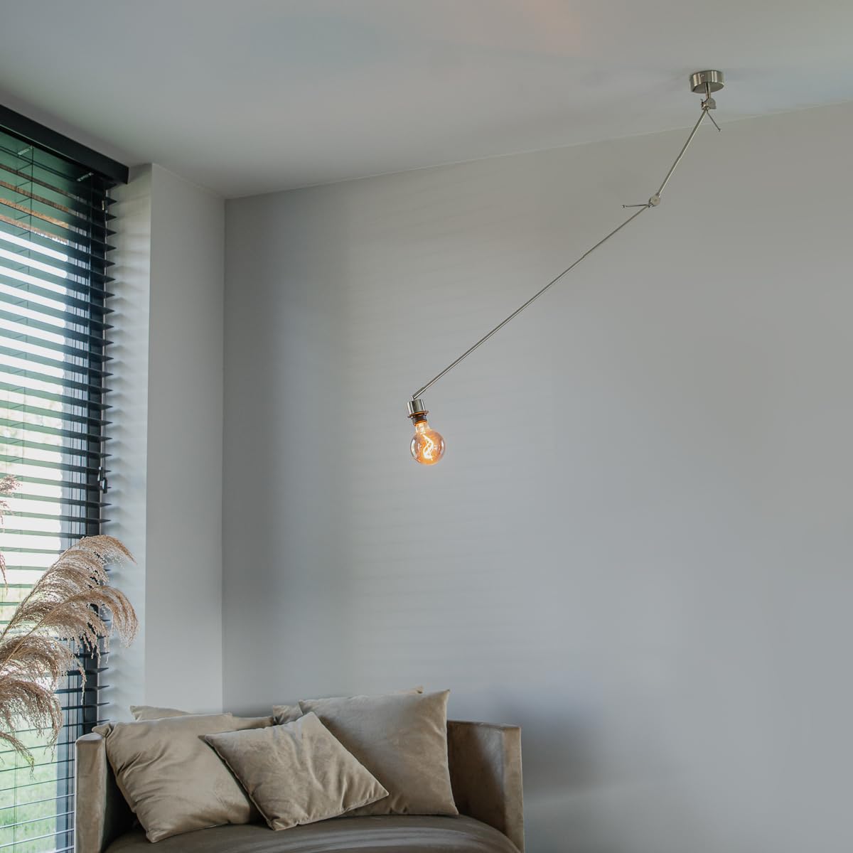 Qazqa Moderno Lámpara colgante acero descentrada orientable sin pantalla - BLITZ I Acero Redonda/Alargada Adecuado para LED Max. 1 x 60 Watt