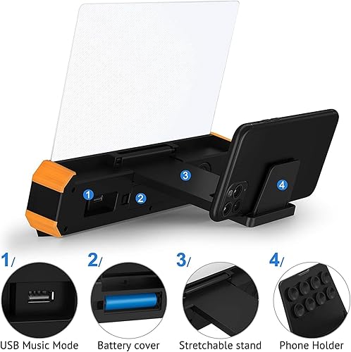 Miniatura 4 de Lupa de pantalla de 18 pulgadas para teléfono inteligente  Pantalla de proyector de lupa 3D para teléfono móvil para películas, videos y juegos