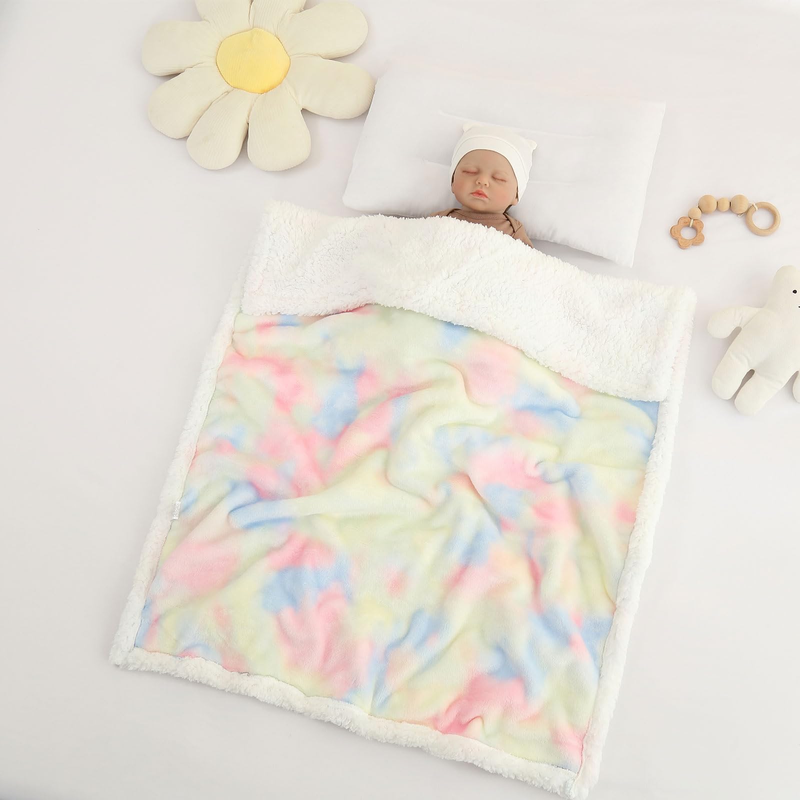 Couverture de Bébé pour Les Enfants en Bas âge Garçons Filles Couverture d'emmaillotage Réversible Super Douce Sherpa Couvertures de réception pour Le Berceau Poussette Rose 1