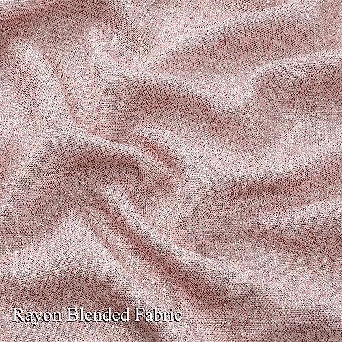 Image of Vision Home Pink Pinch Pleated Semi Sheer Curtains for Girls Bedroom Living Room Textured Light Filtering Window Curtains 72 inch Rayon Blended Pinch Pleat Pink Drapes with Hooks 2 Panels 40 inch Wx72 L