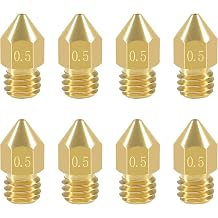 Aokin 8 Pcs 0.5mm MK8 Extruder Nozzles 3D Printer Nozzles for Creality Ender 3/3 Pro/3 V2, Ender 5/5 Pro, CR-10/10S, Makerbot, Anet A8 3D Printer