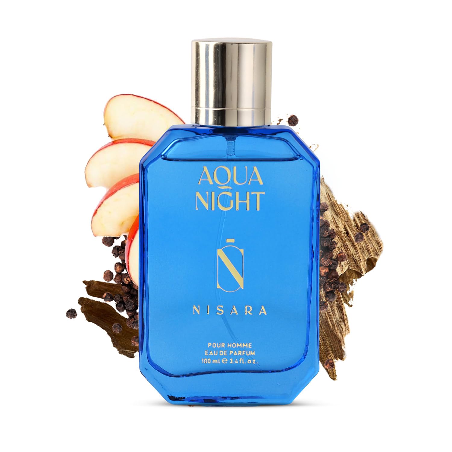 Nisara Aqua Night EDP Perfume for Men,100ml | Premium, Long Lasting Eau De Parfum | Fresh Aquatic Fragrance with Pineapple, Apple, Rose, Sandalwood & Musk Notes for Him