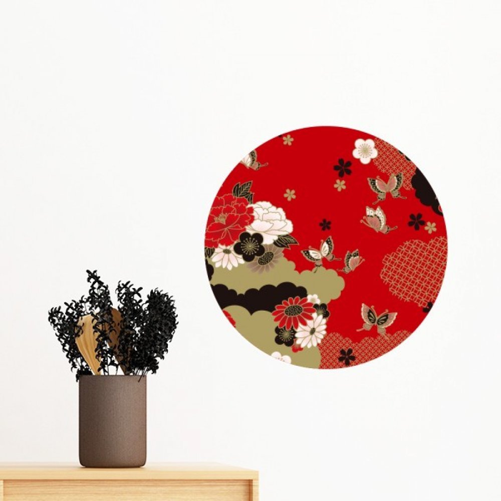 Autocollant mural fleur rouge amovible pour créer un salon zen et cocooning