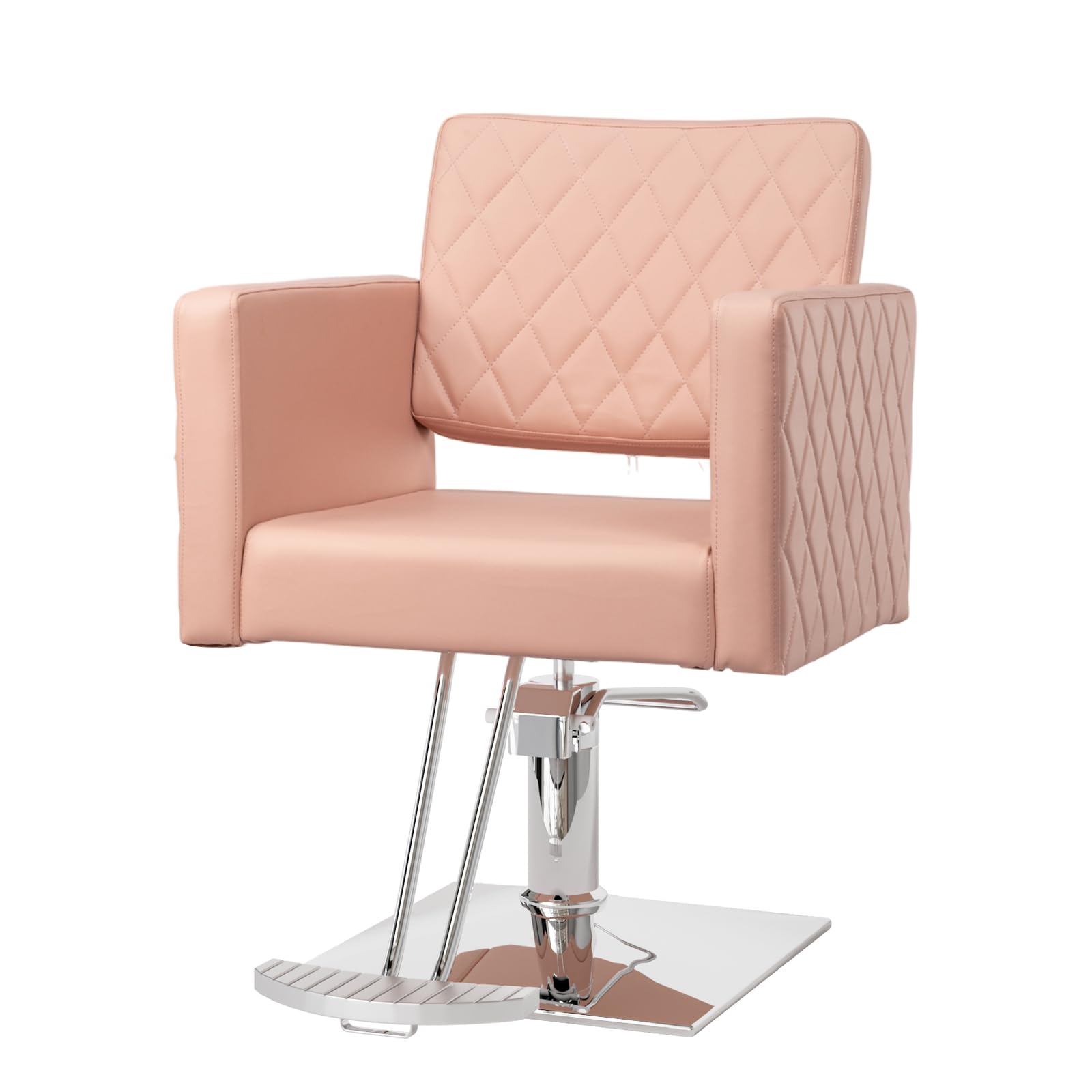 Bonnlo Salon Chair for Hair Stylist Wide Seat, Hydraulic Barber Chair with Aluminium Alloy Footrest, Pink Hair Salon Chair Styling Heavy Duty, Beauty