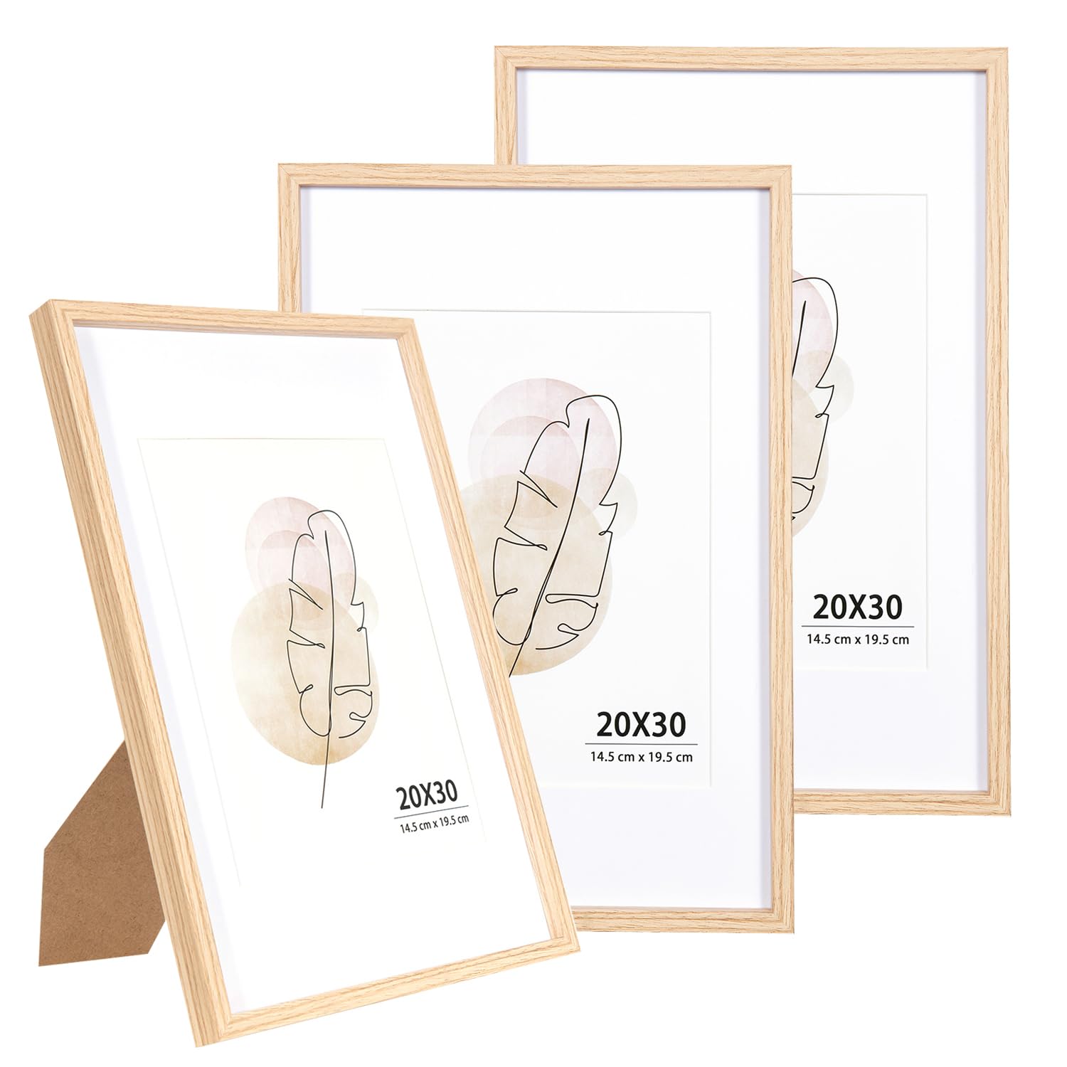 Kaiwin Oak 20X30 Picture Frame Set Of 3, Wooden Poster Frame For Tabletop And Wall Mounting Display For Home, Office,Gallery,Holiday