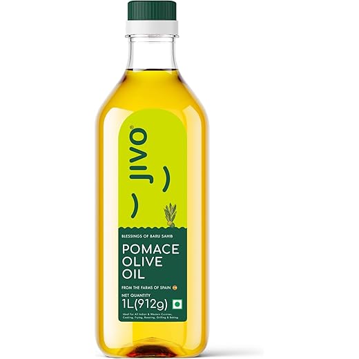 Jivo Daily Cooking Pomace Olive Oil | 1 Litre | Rich in Monounsaturated Fatty Acids (MUFA) | Low in Saturated Fat | Ideal for Roasting, Frying, and Baking (Pack of 1)