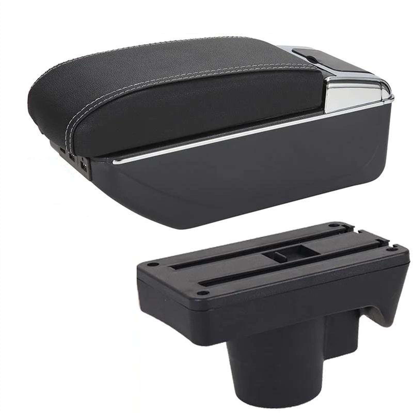 NOHEEU Car Center Console Storage Box Multifunctional Armrest Interior Accessories For Astra 2006-2011(A3 Black white 7USB)