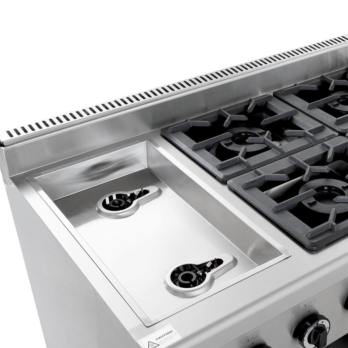 GastroHero Gasherd 6 Brenner 43,2 kW Edelstahl Standgerät offen Unterbau ECO Serie Profi Gasherd Gastronomie
