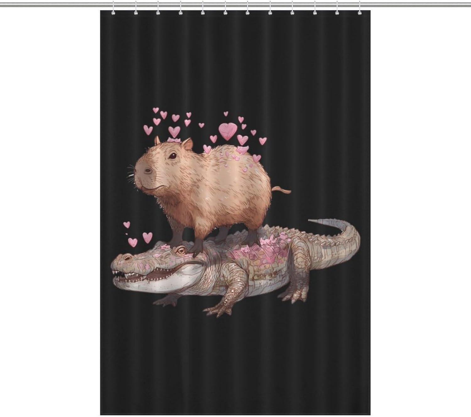 Capybaras Alligators Shower Curtain 46.85x70.87Inch（119x180cm） Polyester Bath Curtain Shower Curtains Printed Decorative
