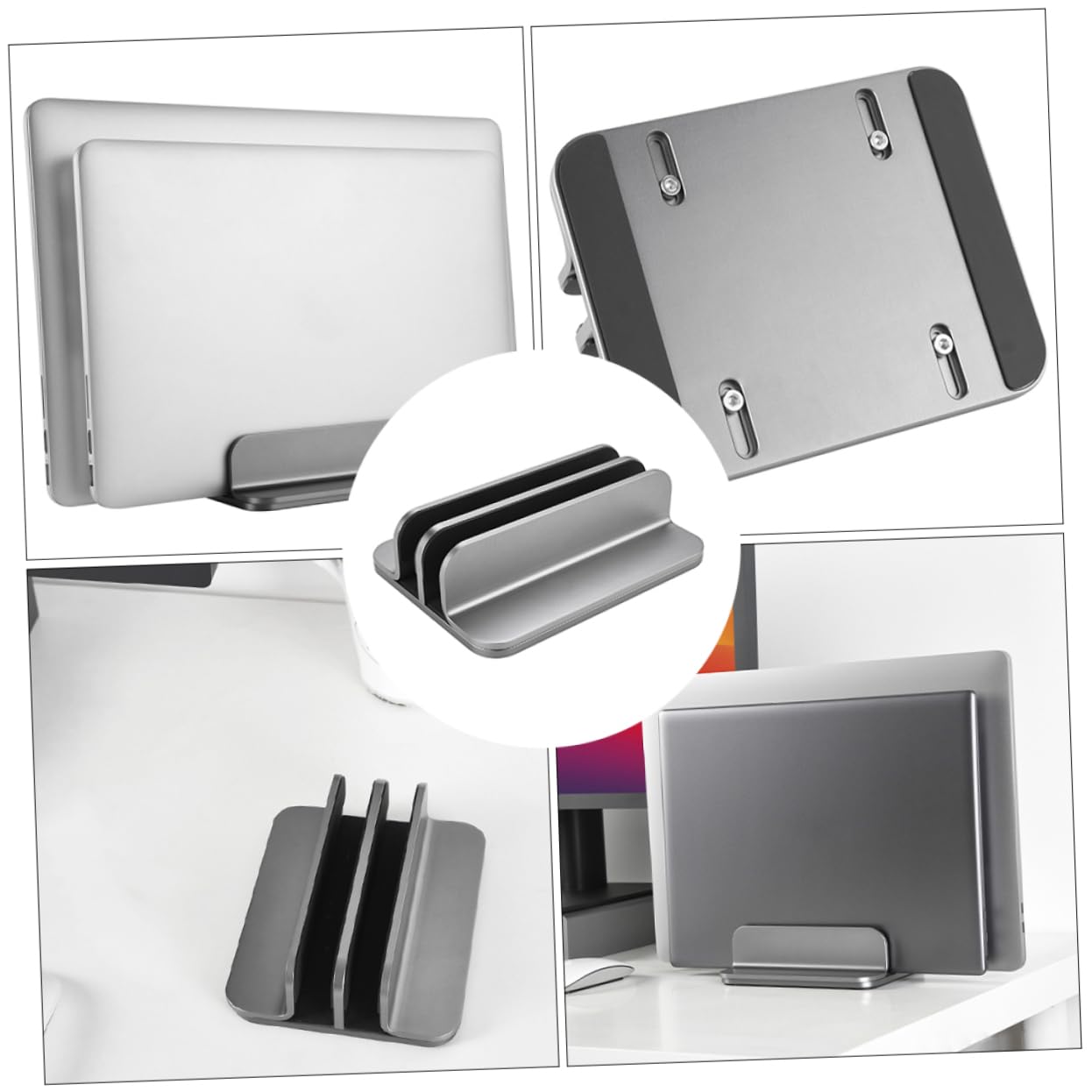 SHINEOFI Soporte Vertical Doble para Portátil De Aleación De Aluminio para Escritorio Base para Portátil y Soporte De Escritorio para Tableta para Trabajo y Estudio