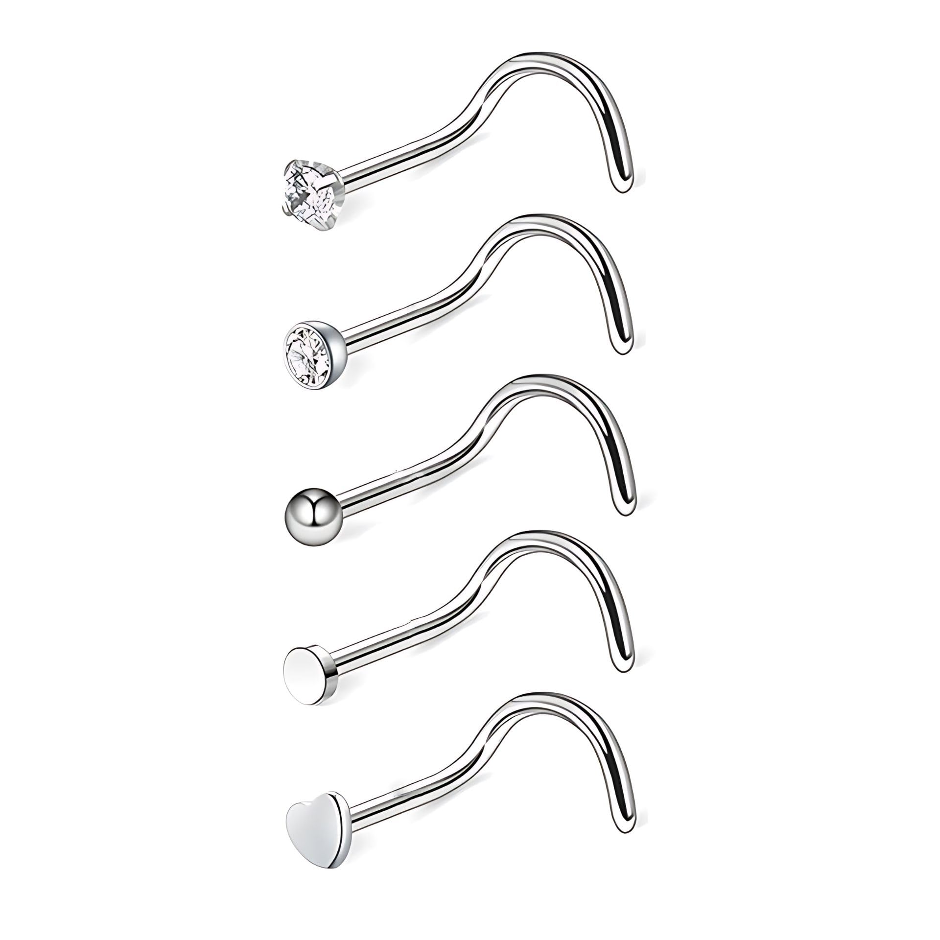 Stainless Steel No-Tarnish No-Rusting 2mm Nose Pin Set for Women and Girls (NR0313) Pack of 5 Pcs-image-8