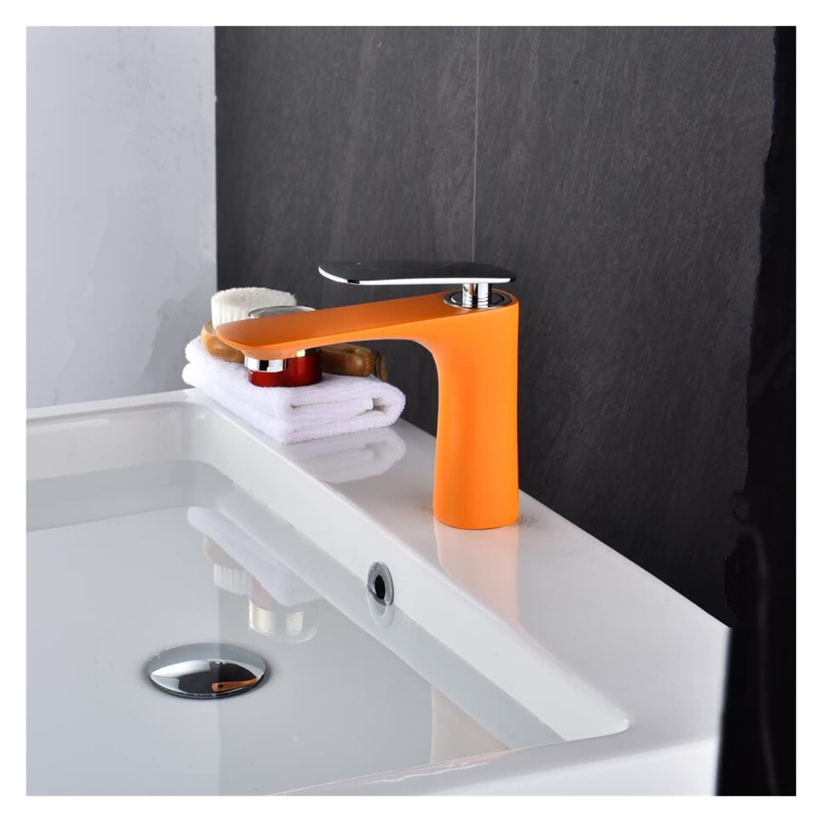 Mitigeur de lavabo de salle de bain en laiton de qualité supérieure blanc orange