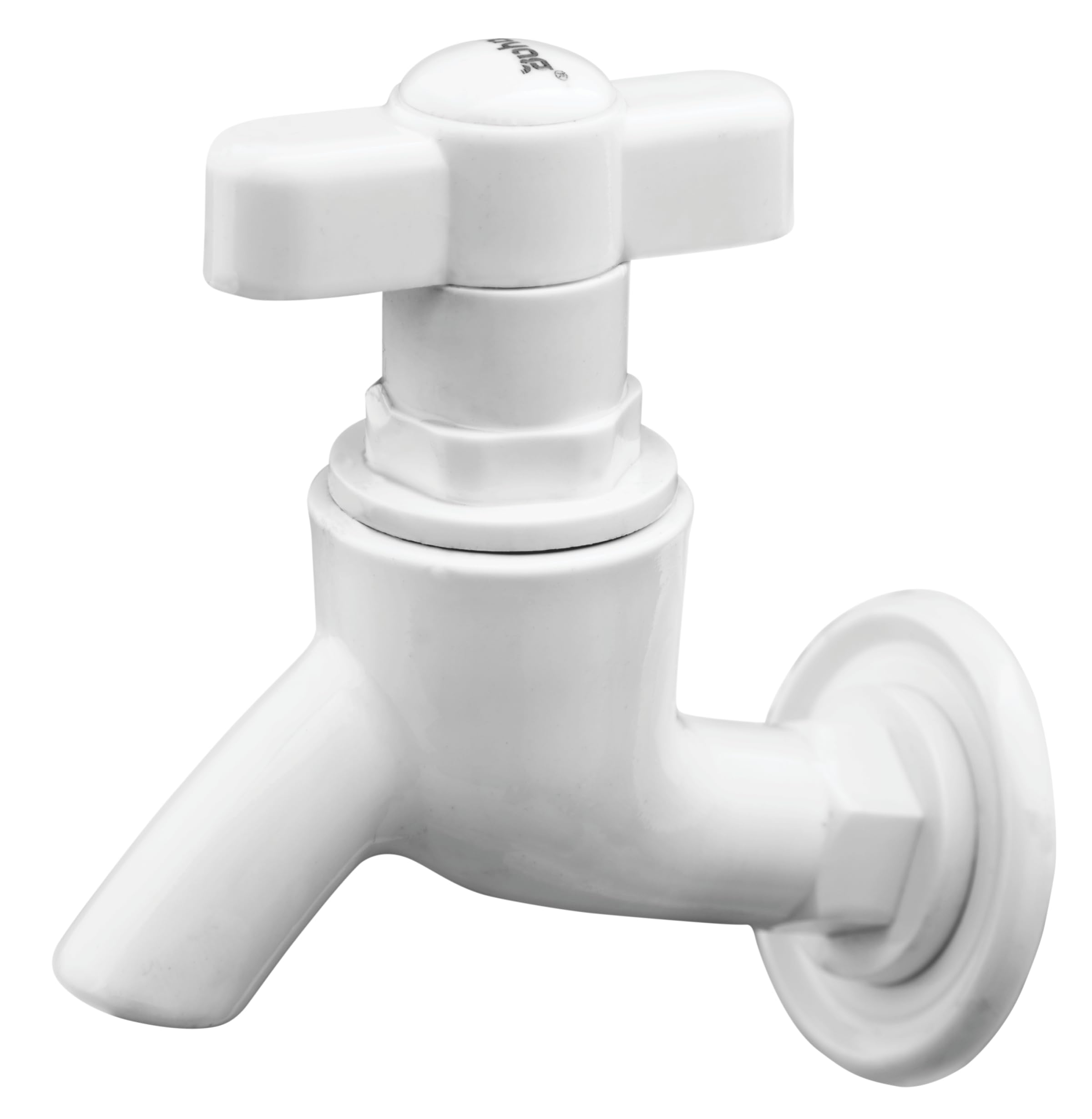Prayag PTMT Special Series T-Handle Bib Cock 15mm with Flange - White Wall Mount Polymer Faucet, Rust-Free & Leakproof Tap for Bathroom, Kitchen & Outdoor Use (120-S)-image-30