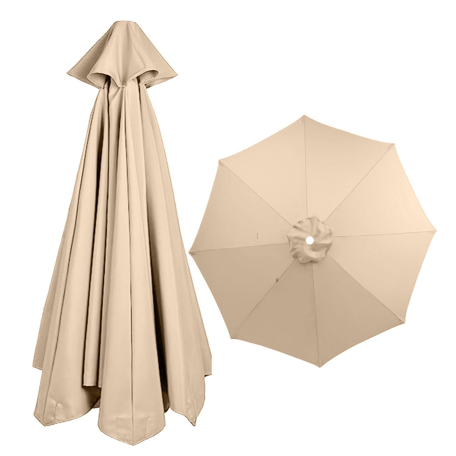 9.8ft Parasol Replacement Cloth, Umbrella Replacement Fabric Garden Parasol Replacement cover Polyester Replacement Canopy for 6 Ribs Standard, Cantilever, Offset Hanging Parasols(Color:Apricot color,