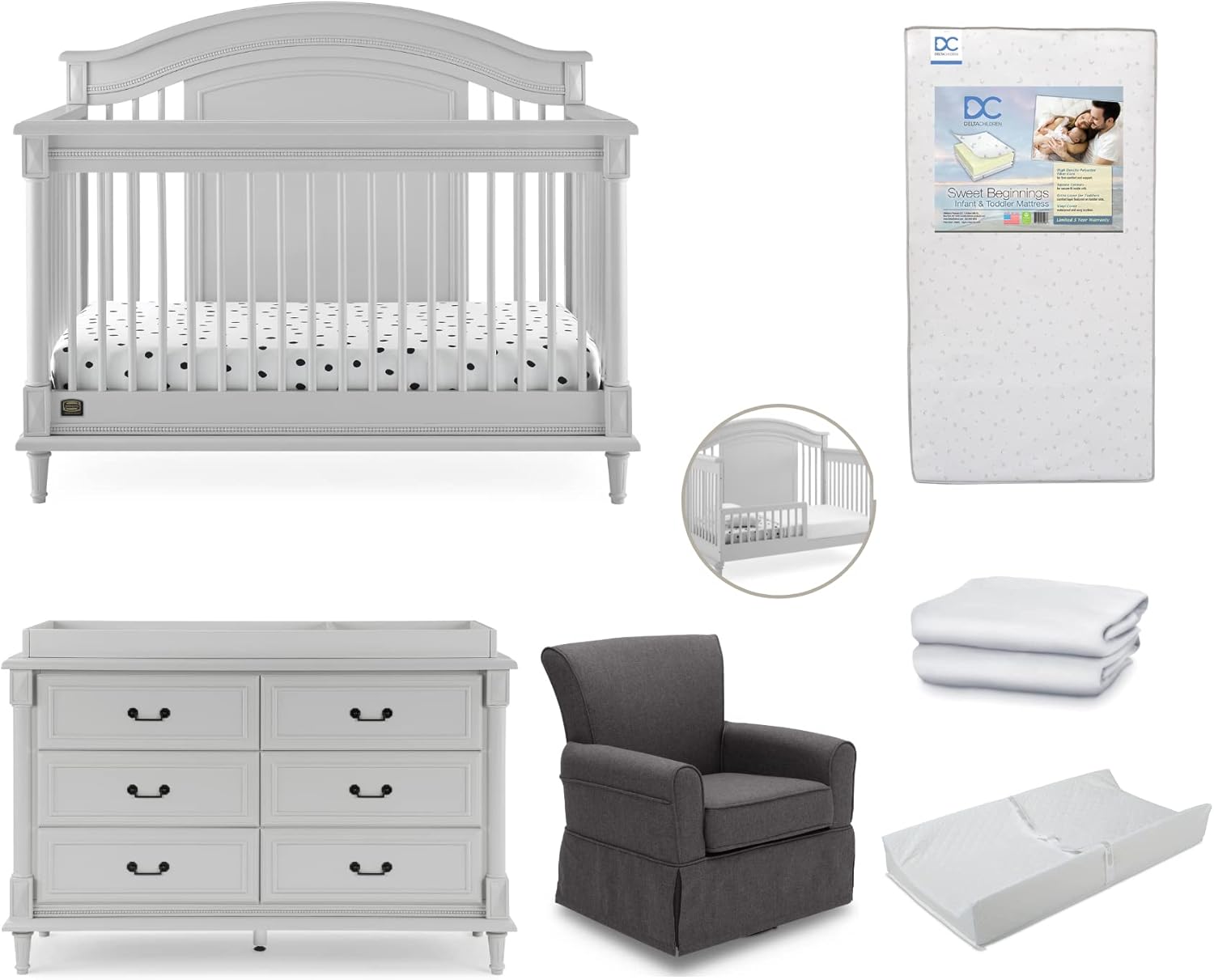 Simmons Kids Juliette Crib 8Piece Baby Nursery Furniture