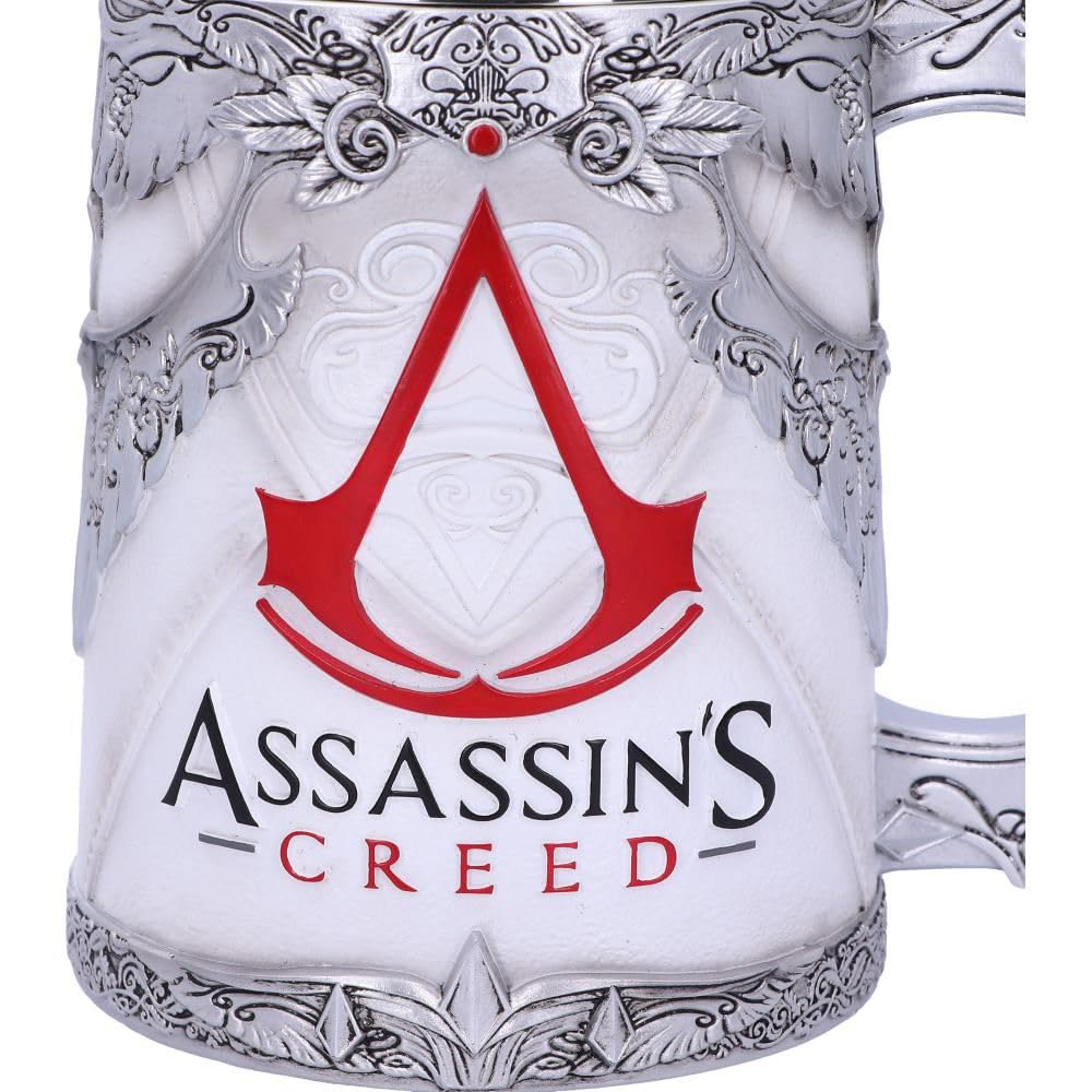 Nemesis Now B5296S0 Chope Assassins Creed sous Licence Officielle en Résine et Acier Inoxydable Blanc [Ancien Modèle]