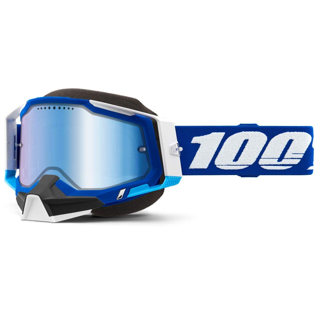 100% Racecraft 2 - Gafas antivaho para motos de nieve - Gafas protectoras Powersport Racing (azul - lente azul espejo)