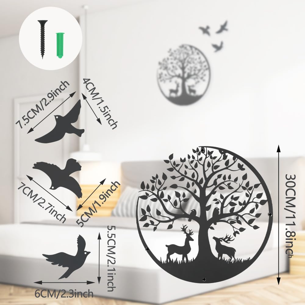 Decoración De Pared De Metal Con Bosque De Montaña, Decoración De árbol