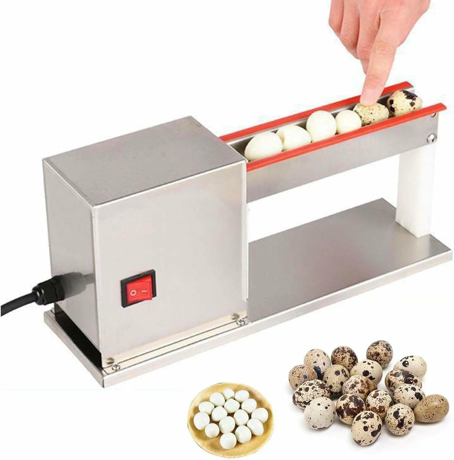 OLSKFUH Quail Egg Peeling Machine, Semi-Automatic Stainless Steel Sheller For Boiled Quail Eggs, Commercial Electric Processing Tool,