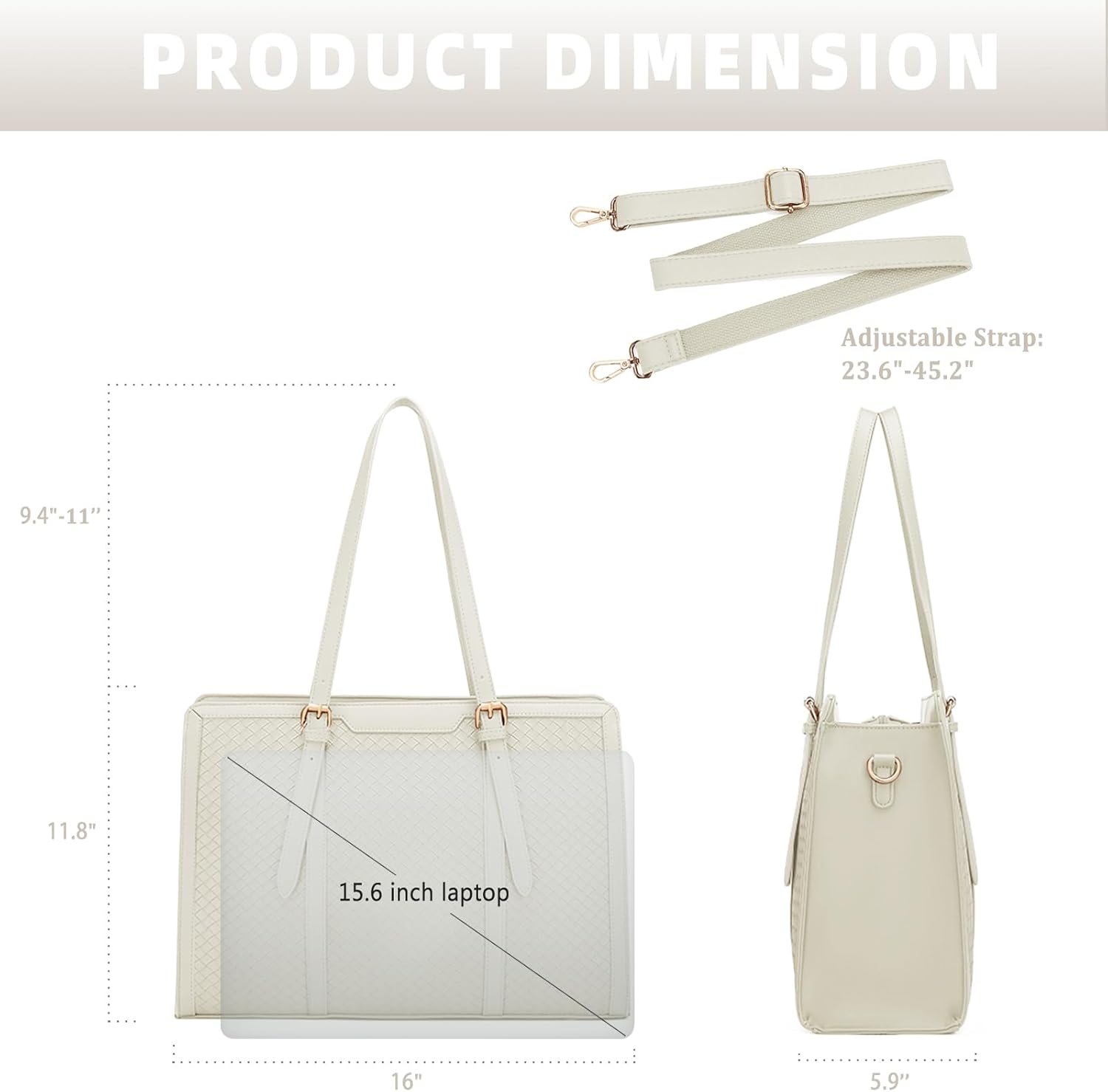 Laptop Tote Bag for Women fits 15.6 Laptop, PU Leather Work Tote bags for Women Large Computer Tote Handbag