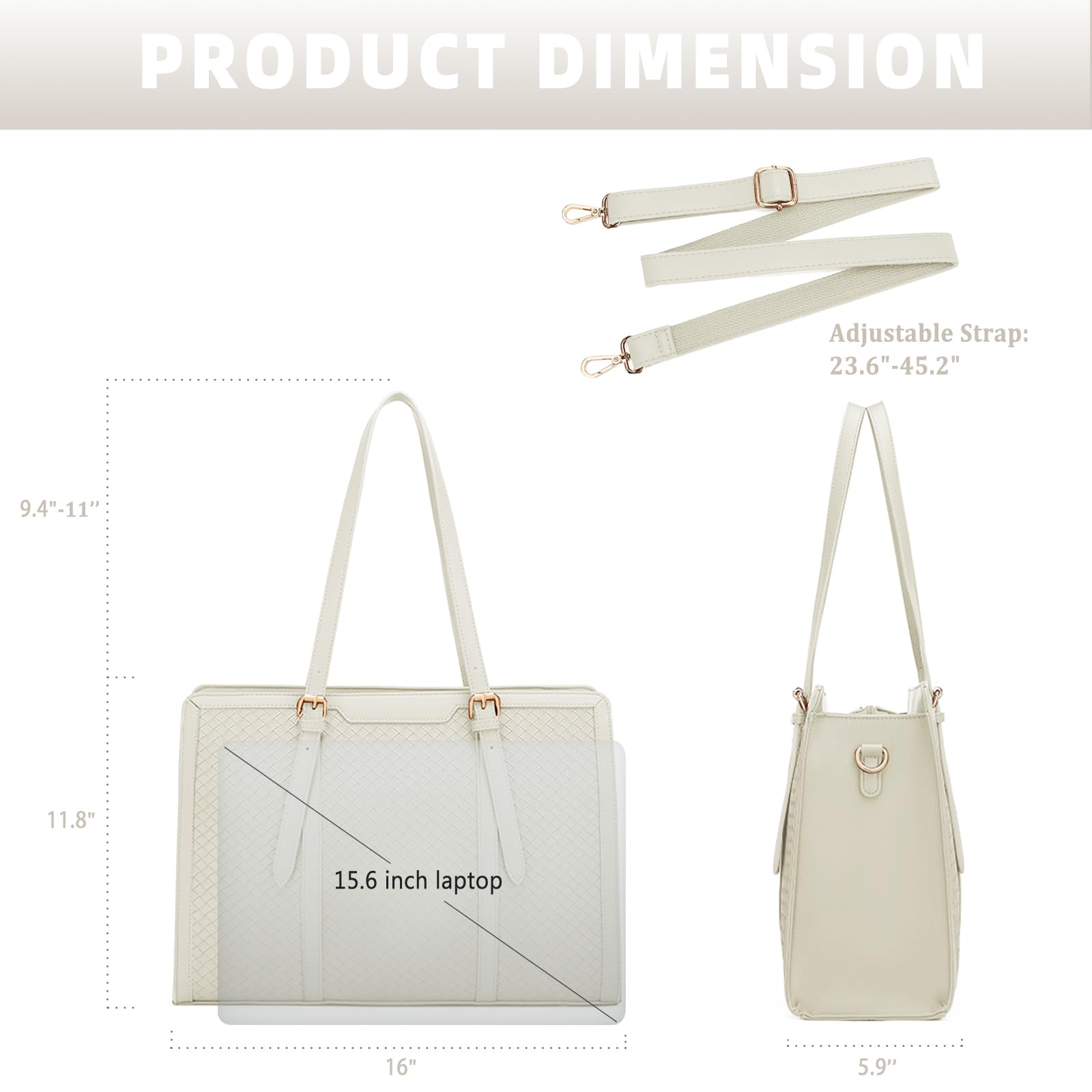 Borsa tote per computer portatile da donna adatta a laptop da 15,6 pollici, borsa da lavoro in pelle PU per donne borsa grande per computer con borsa