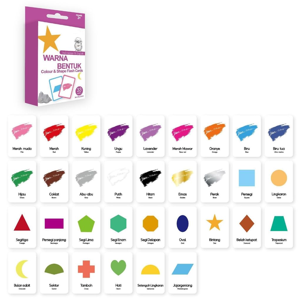 GMBYLBY 33Pcs Bilingual Language Flashcards For Kids Indonesian English Animal Words Fun Learning Tool Home Or