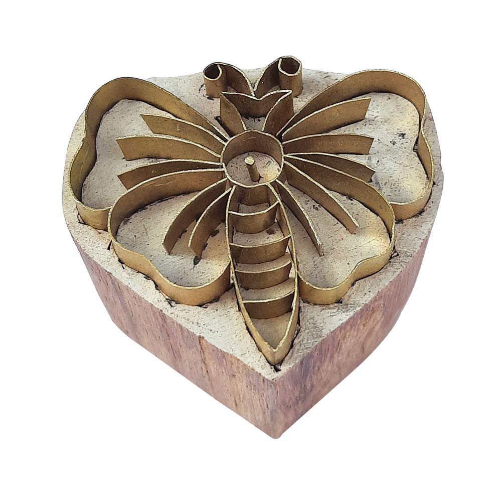 Royal Kraft Butterfly Brass Wooden Stamps for Block Printing on Clay, Pottery, Fabric BDtag022
