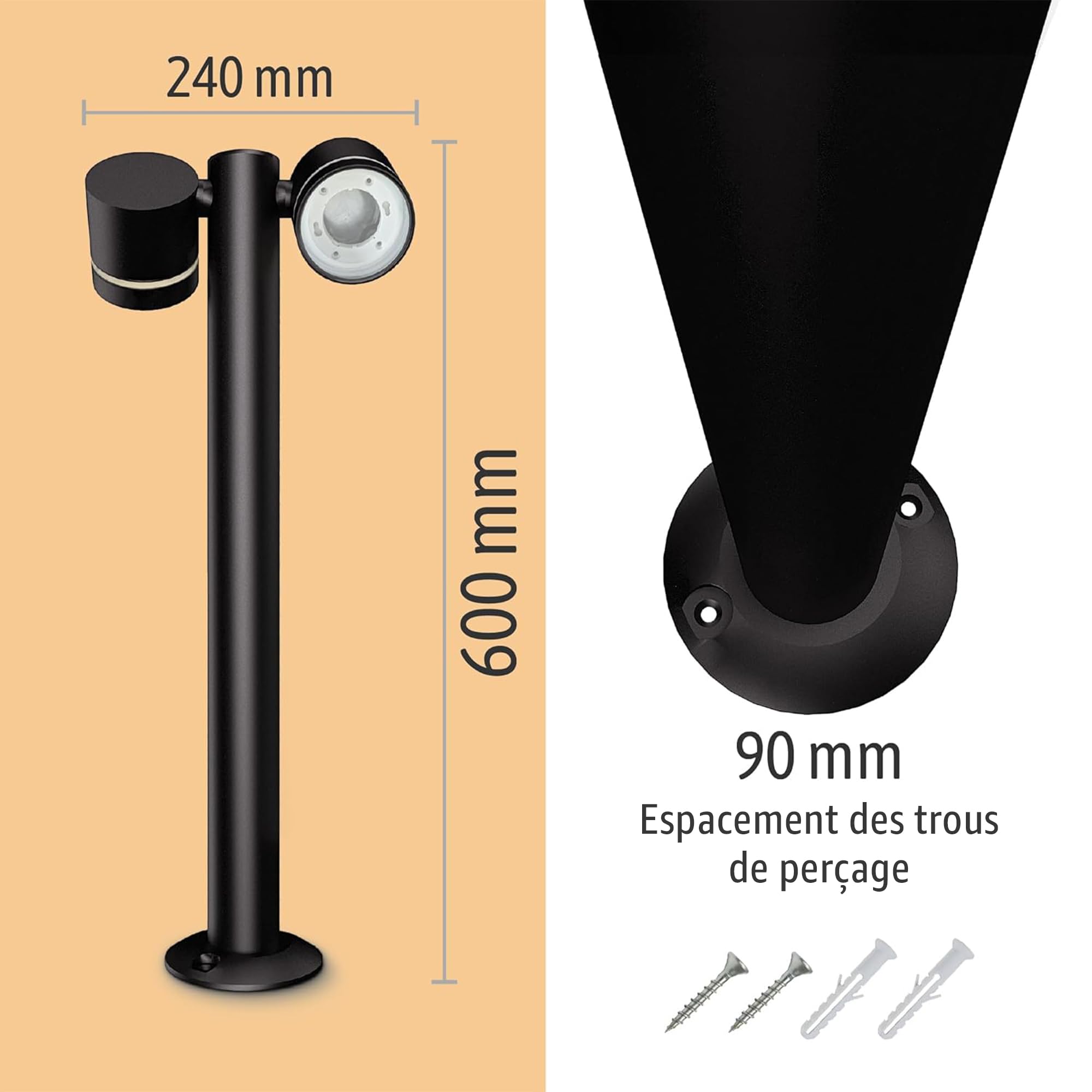 SSC-LUXon ULICA lampe extérieure sur pied double spot GX53 orientable IP54