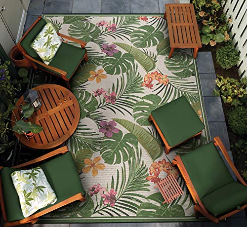 Tapete decorativo Couristan 5'3" x 7'6" Ivory Hunter Green miniatura 2