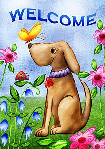 Toland Home Garden 112078 Welcome Dog 12.5 x 18 Inch Decorative, (12.5″ x 18″), Double Sided Garden Flag