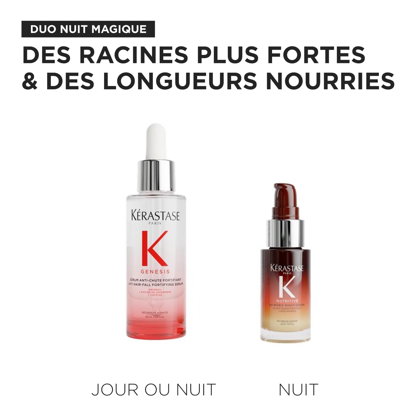 KÉRASTASE - Routine de Nuit - Réparation intense - Double action Anti-chute et Nutrition - Sérum Génésis Anti-Chute et Anti-Casse - 90ml Et Sérum Nutritive 8h Night - Nutrition des Cheveux Secs - 30ml