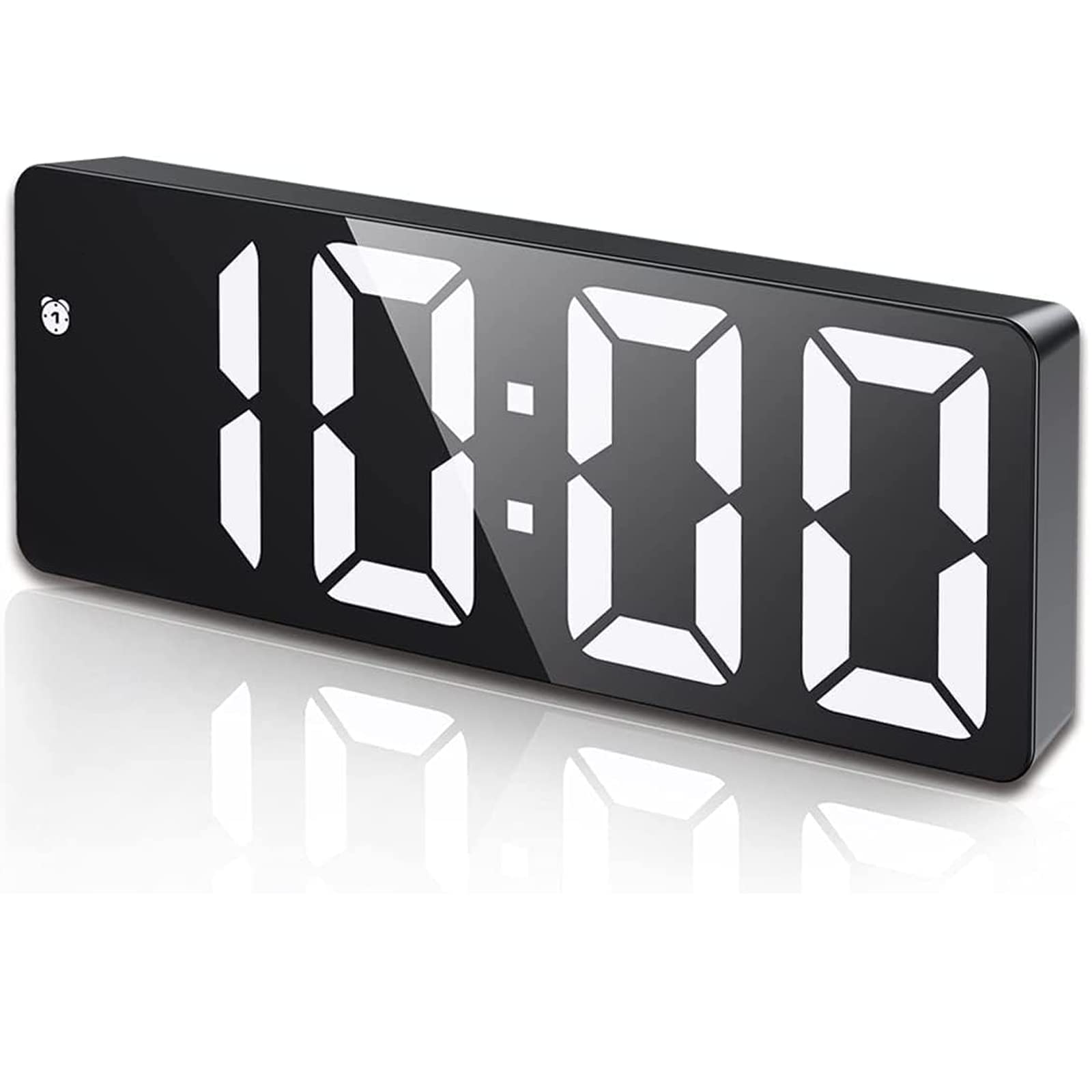 Smart LED Digital Alarm Clock: Electric Nightlight Clock with 3 Adjustable Brightness, Voice Control Desk Clock with Date/Month/Temperature Displayed, Clock with USB/Battery Powered for Home Bedroom