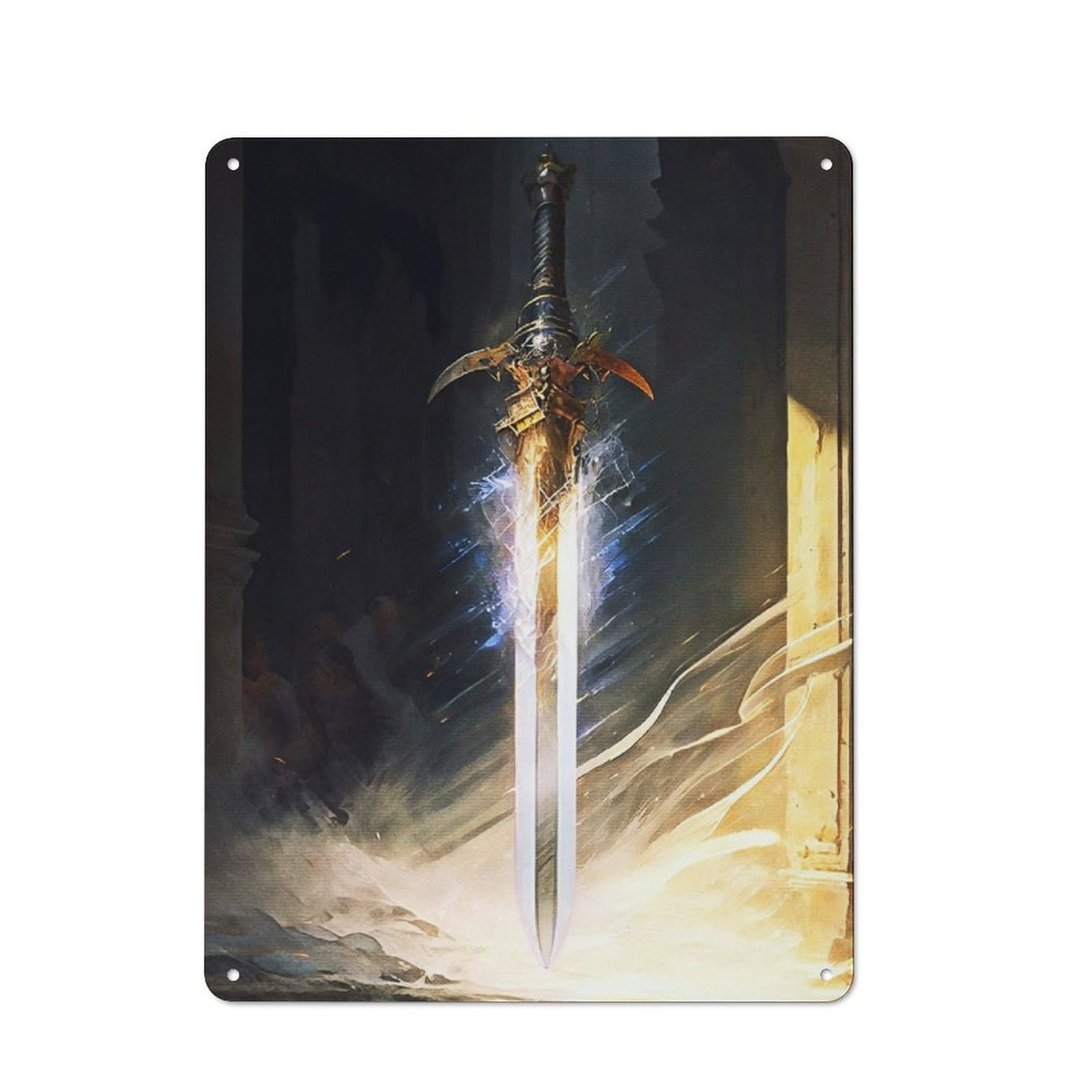 Junmoney Sword Legend Art Retro Tin Sign 40X30cm For Garage Or Workshop, For Furnishing A New Garage And Workshop With Retro Decor