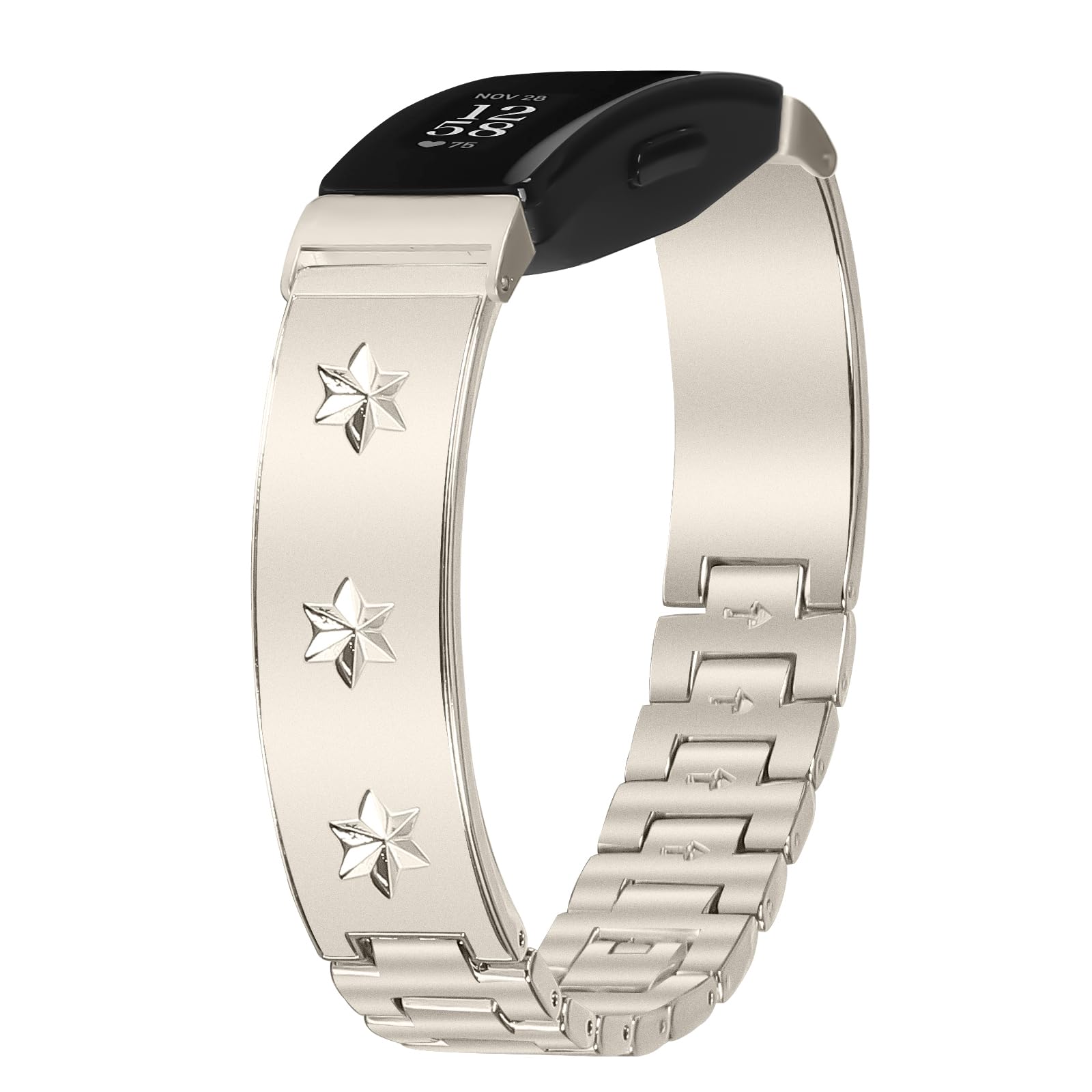 Gimuk Straps Compatible for Fitbit Inspire 2 Strap Women Men, Stainless Steel Metal Replacement Wristband Band Compatible with Fitbit Inspire 2/Inspire HR/Inspire/Ace 2 Small Large (Starlight)