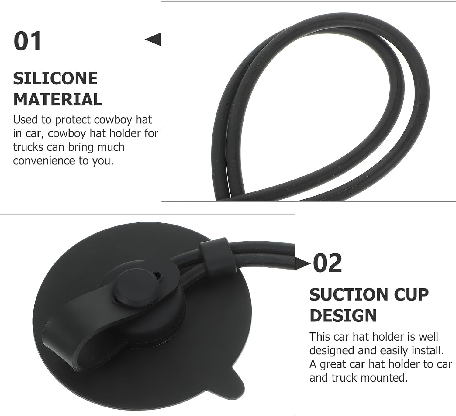 BETOOKY Truck Hat Organizer with Suction Cup Sturdy Plastic and Silicone Hat Hanger for Car and Door Back Wear-resistant and Sturdy for Truck Accessories image 3