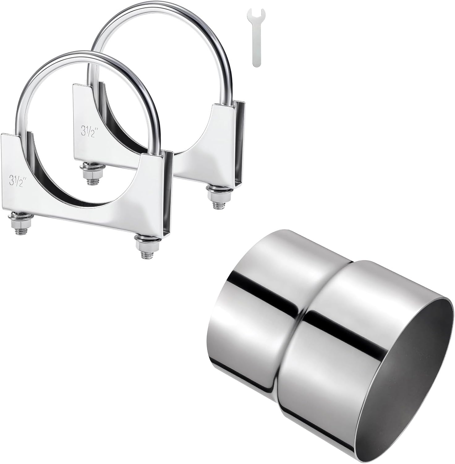 EVIL ENERGY 3.5" Heavy Duty U Bolt Exhaust Clamp 2PCS and ID 3.5" to OD 4" Exhaust Reducer Adapter