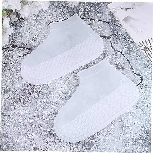 1 par de fundas para calzado de silicona, protectoras contra la lluvia, para actividades al aire libre y galochas resistentes al desgaste, color blanco miniatura 6