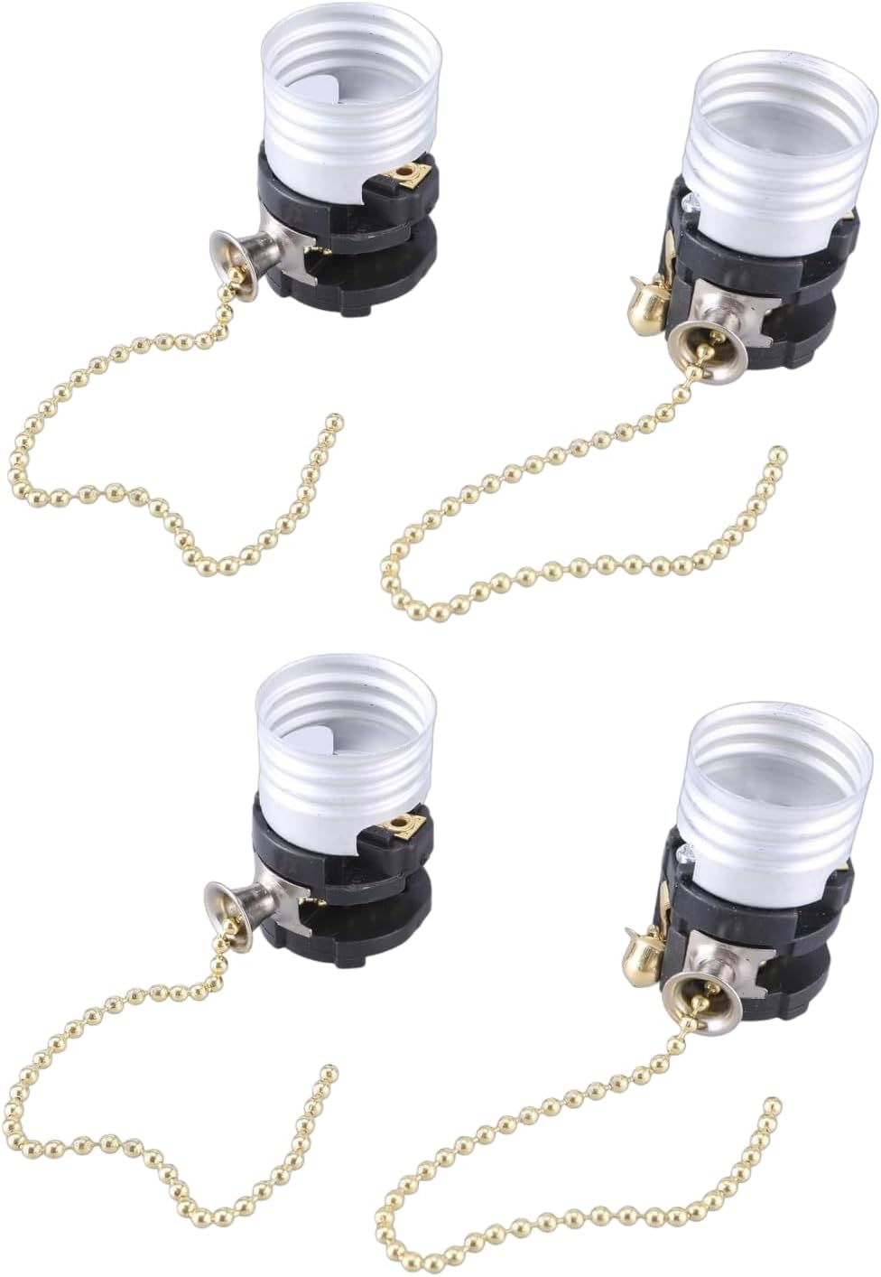 4 Pcs Industrial Bulb Socket Easy to Use Lampe Base Metal Lamp Holders with Pull Chain Light Socket Simple Installation Light Sockets