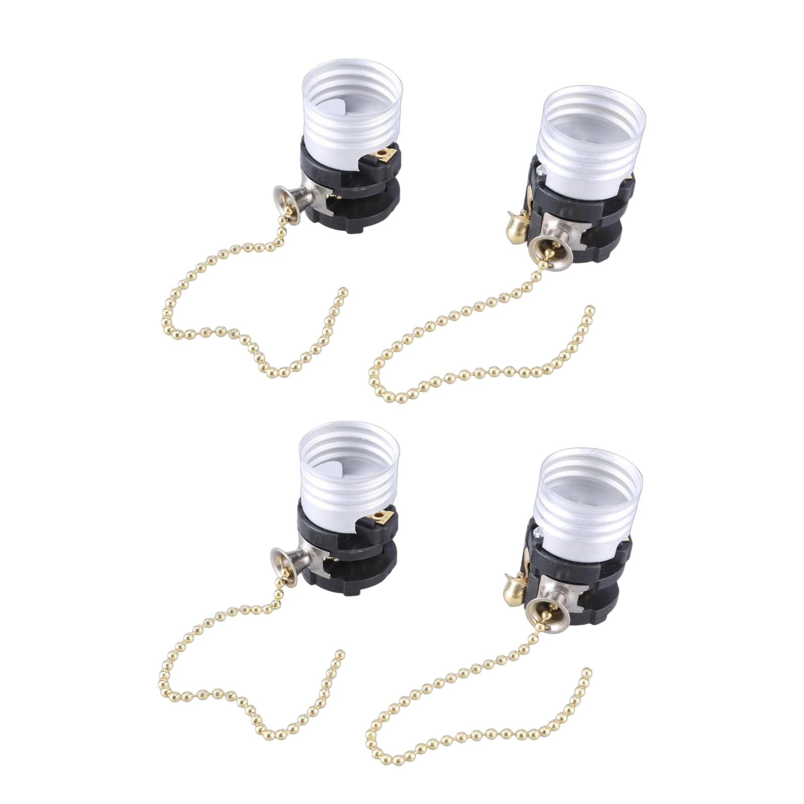 4 Pcs Industrial Bulb Socket Easy to Use Lampe Base Metal Lamp Holders with Pull Chain Light Socket Simple Installation Light Sockets